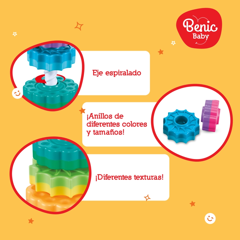 Juguete Torre Giratoria con Anillos Apilables Bebé 35 cm - 4