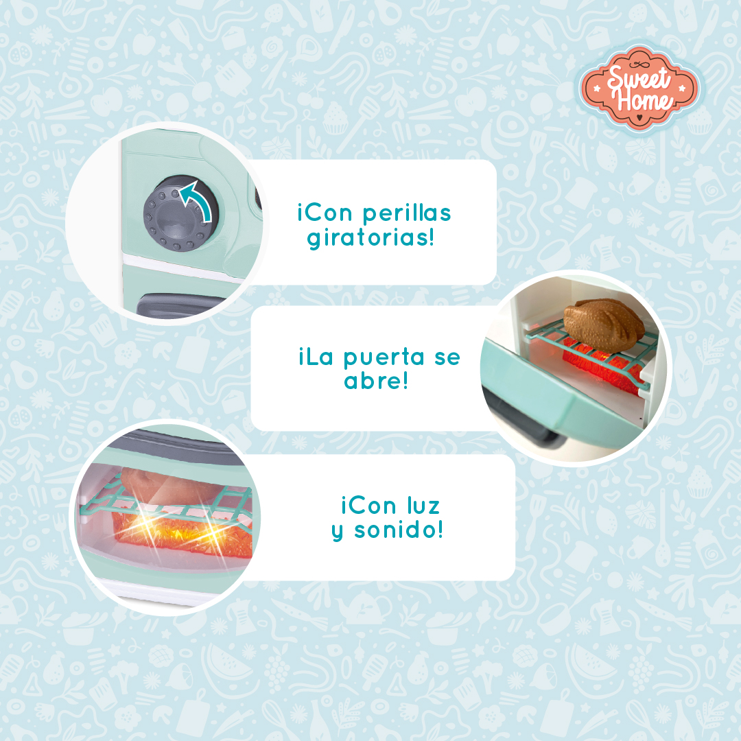 HORNO JUGUETE CON LUZ, SONIDO Y COMIDA CAMBIO DE COLOR NIÑAS Y NIÑOS - 4