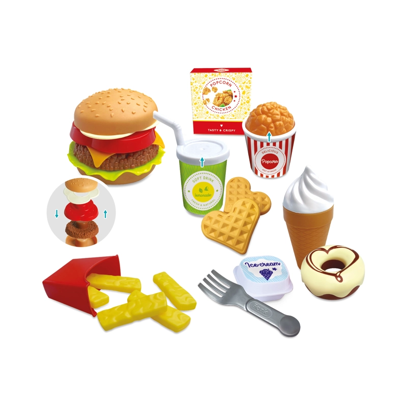 SET COMIDA RAPIDA JUGUETE 24 PZS HAMBURGUESA Y ACCESORIOS NIÑAS Y NIÑOS - 1