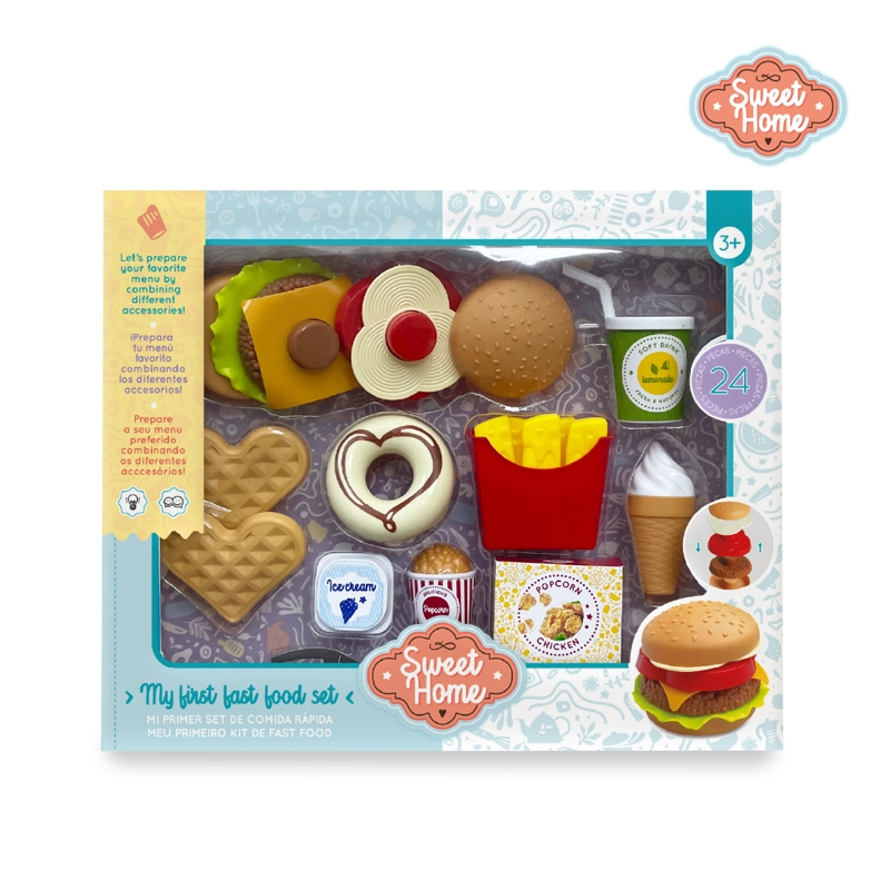 SET COMIDA RAPIDA JUGUETE 24 PZS HAMBURGUESA Y ACCESORIOS NIÑAS Y NIÑOS - 2