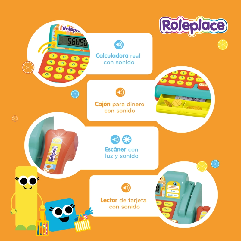 MI CAJA REGISTRADORA – SET DE SUPERMERCADO CON LUZ, SONIDO Y CANASTA DE COMPRAS | ROLEPLACE - 4