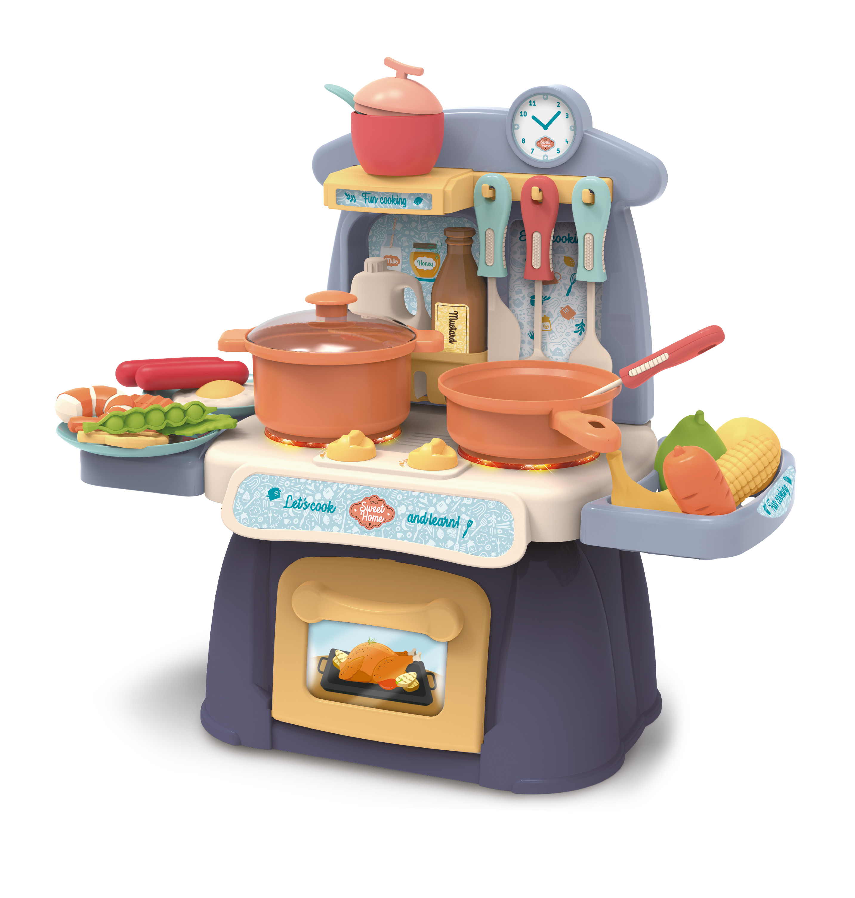 COCINA JUGUETE MINI CON LUZ SONIDO HORNO Y 26 ACCESORIOS NIÑAS Y NIÑOS - 1