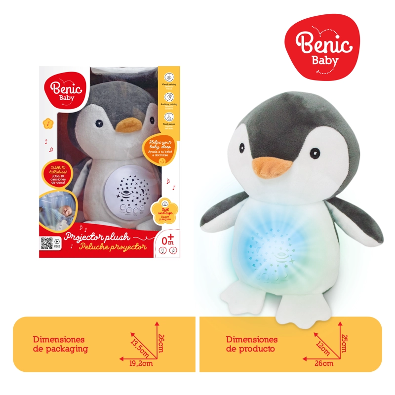 Juguete Peluche Pingüino Proyector de Luces y Sonidos Bebé - 3