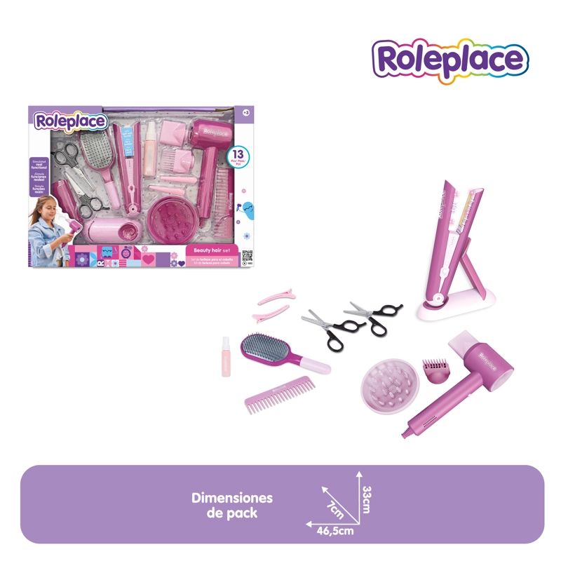 SET DE BELLEZA CABELLO CON LUZ, SONIDO Y 13 ACCESORIOS - 3