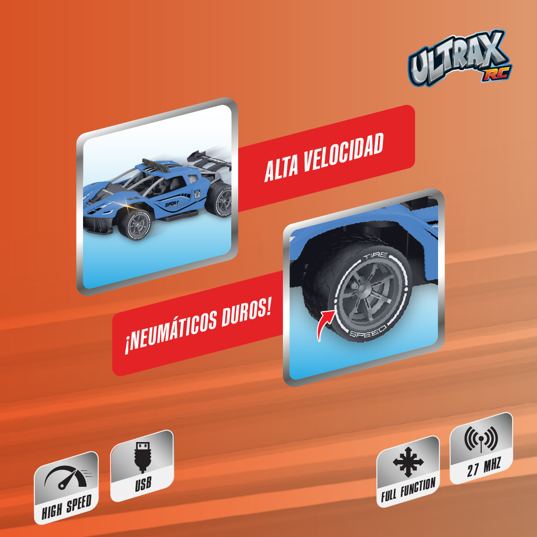 VEHICULO A ESCALA 1:18 CON CONTROL REMOTO A 27MHZ Y BATERIA RECARGABLE - 5