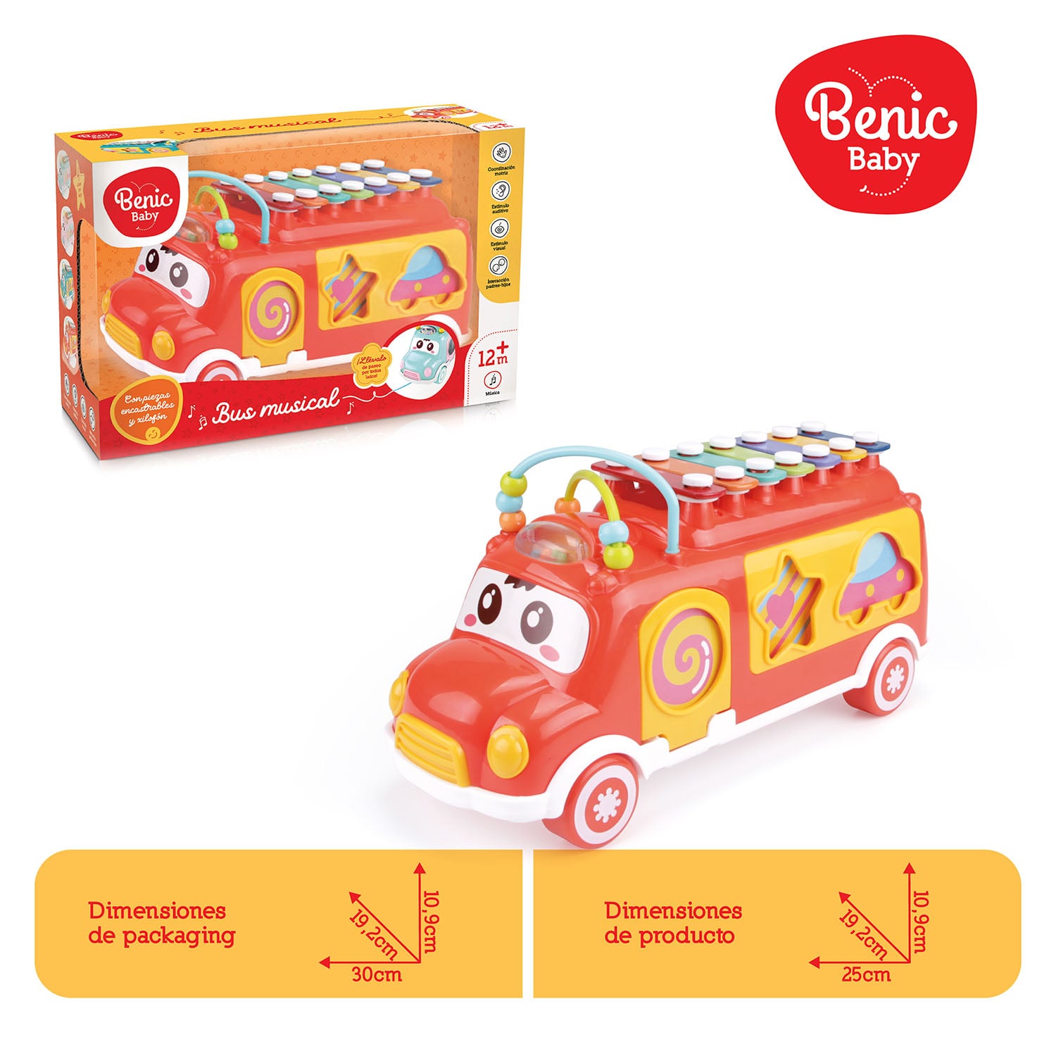XILOFONO AUTOBUS BENIC BABY 8 TECLAS + 2 BAQUETAS - 4