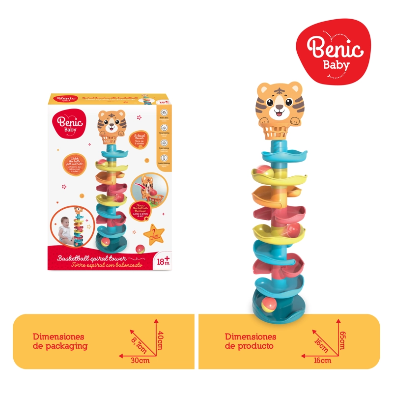Juguete Bebé Torre Espiral con 7 Pelotas Sonajero 64 cm - 3