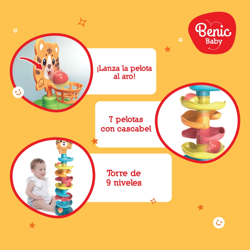 Juguete Bebé Torre Espiral con 7 Pelotas Sonajero 64 cm - 4