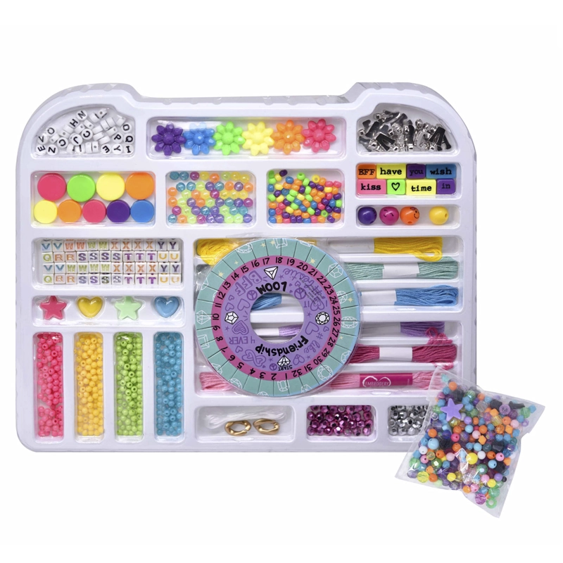 SET DE JOYERIA CREATIVA – ESTUCHE ROSA CON RUEDA DE DISEÑO, MOSTACILLAS Y ACCESORIOS - 2
