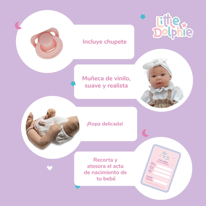 MI DULCE RECIE N NACIDO – MUÑECA DE 40 CM CON CUERPO DE VINILO Y CHUPETE REALISTA - 4