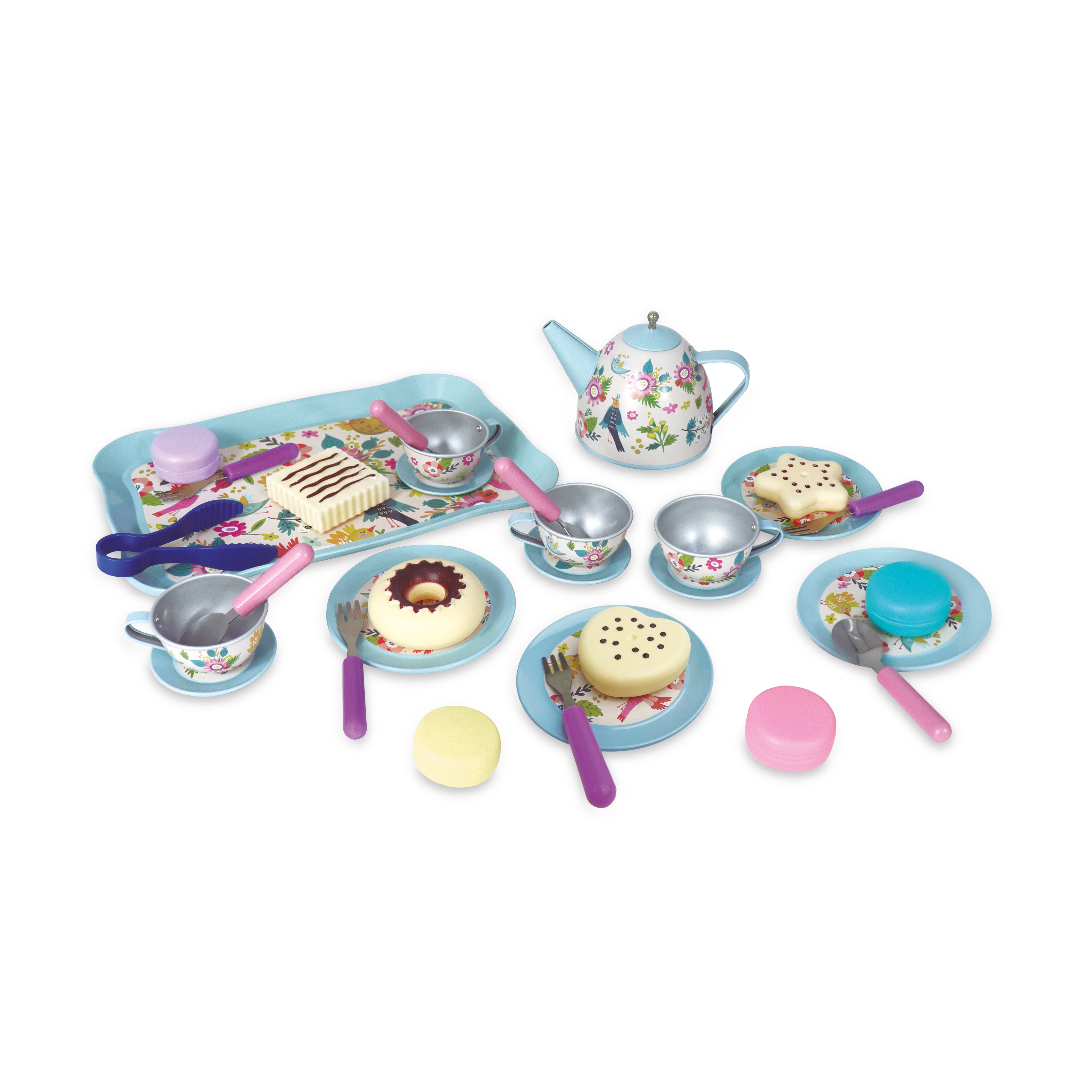 SET DE TE   METAL JUGUETE 32 PZS CON TAZAS, PASTELITOS Y ACCESORIOS NIÑAS Y NIÑOS - 1