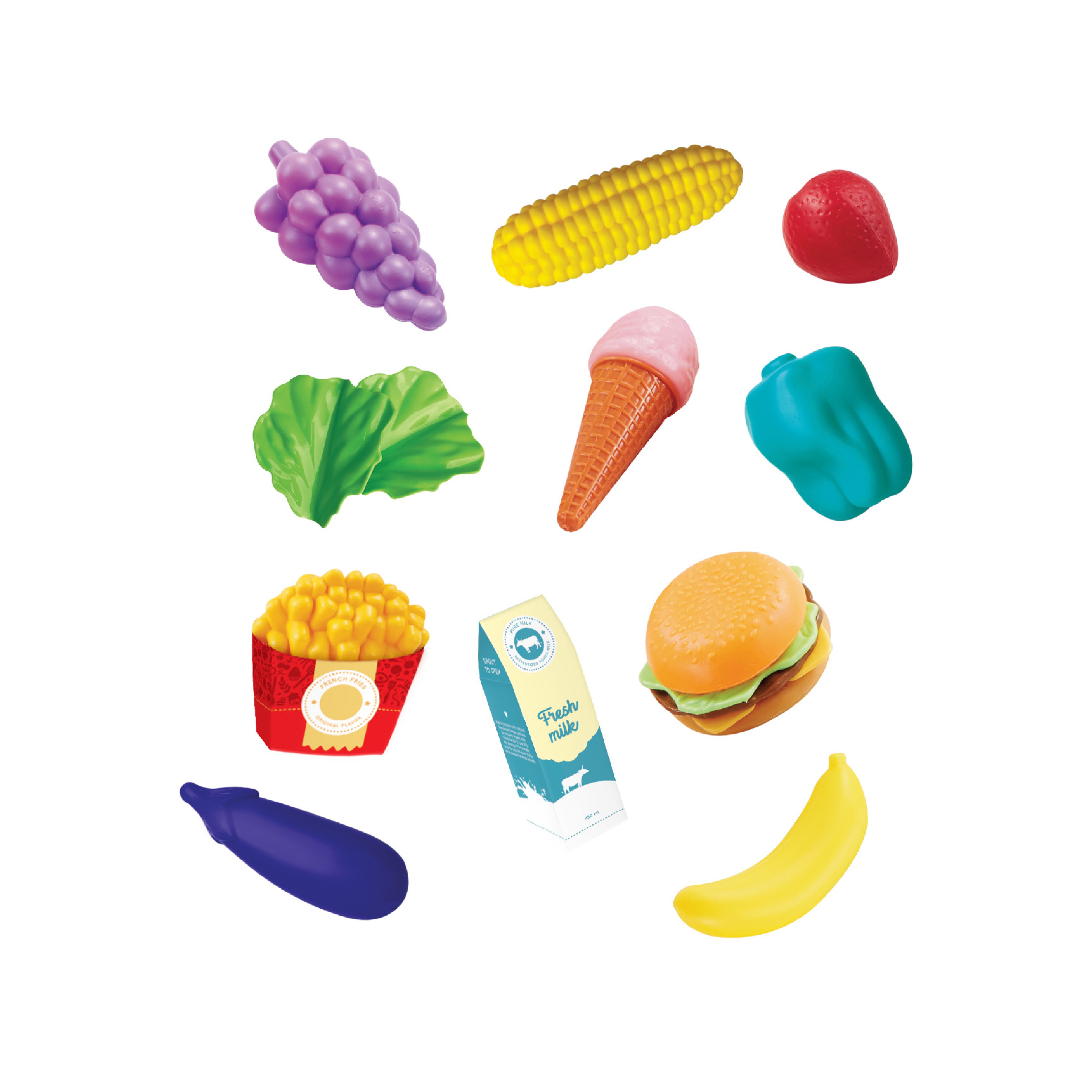 SET COMIDA JUGUETE 60 PZS CON BALDE ORGANIZADOR NIÑAS Y NIÑOS - 2