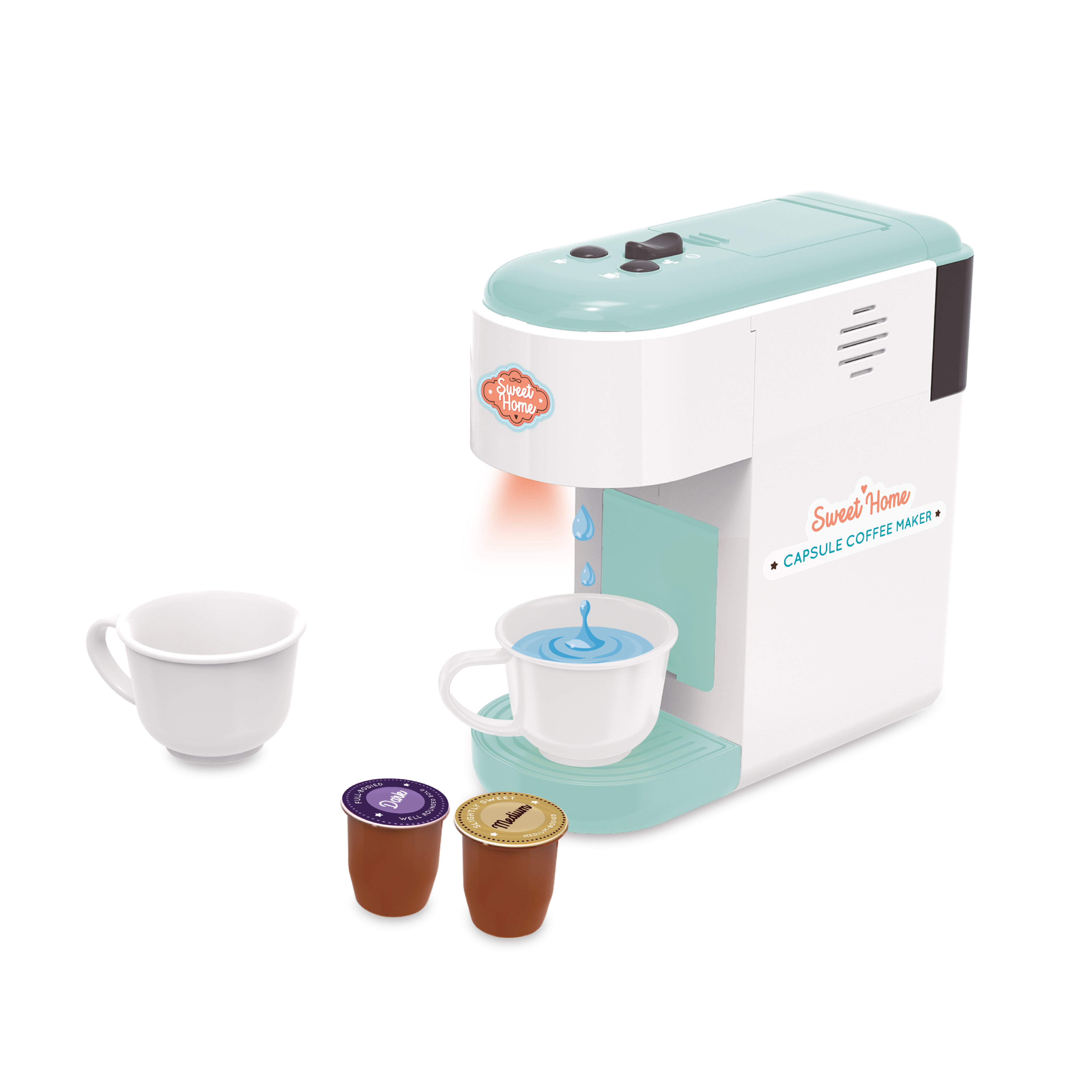 CAFETERA JUGUETE CAPSULAS CON LUZ, SONIDO Y 4 ACCESORIOS NIÑAS Y NIÑOS - 1