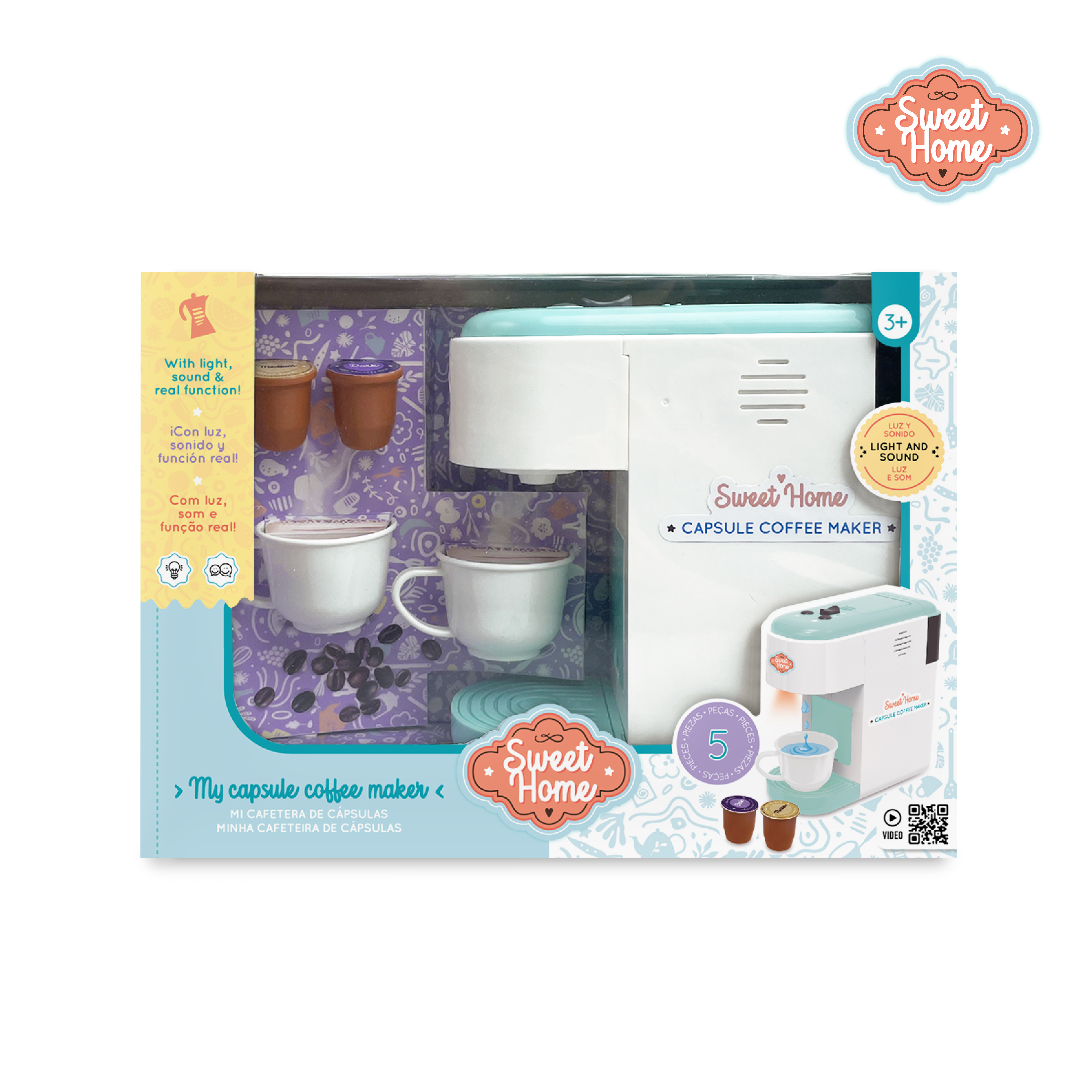 CAFETERA JUGUETE CAPSULAS CON LUZ, SONIDO Y 4 ACCESORIOS NIÑAS Y NIÑOS - 2