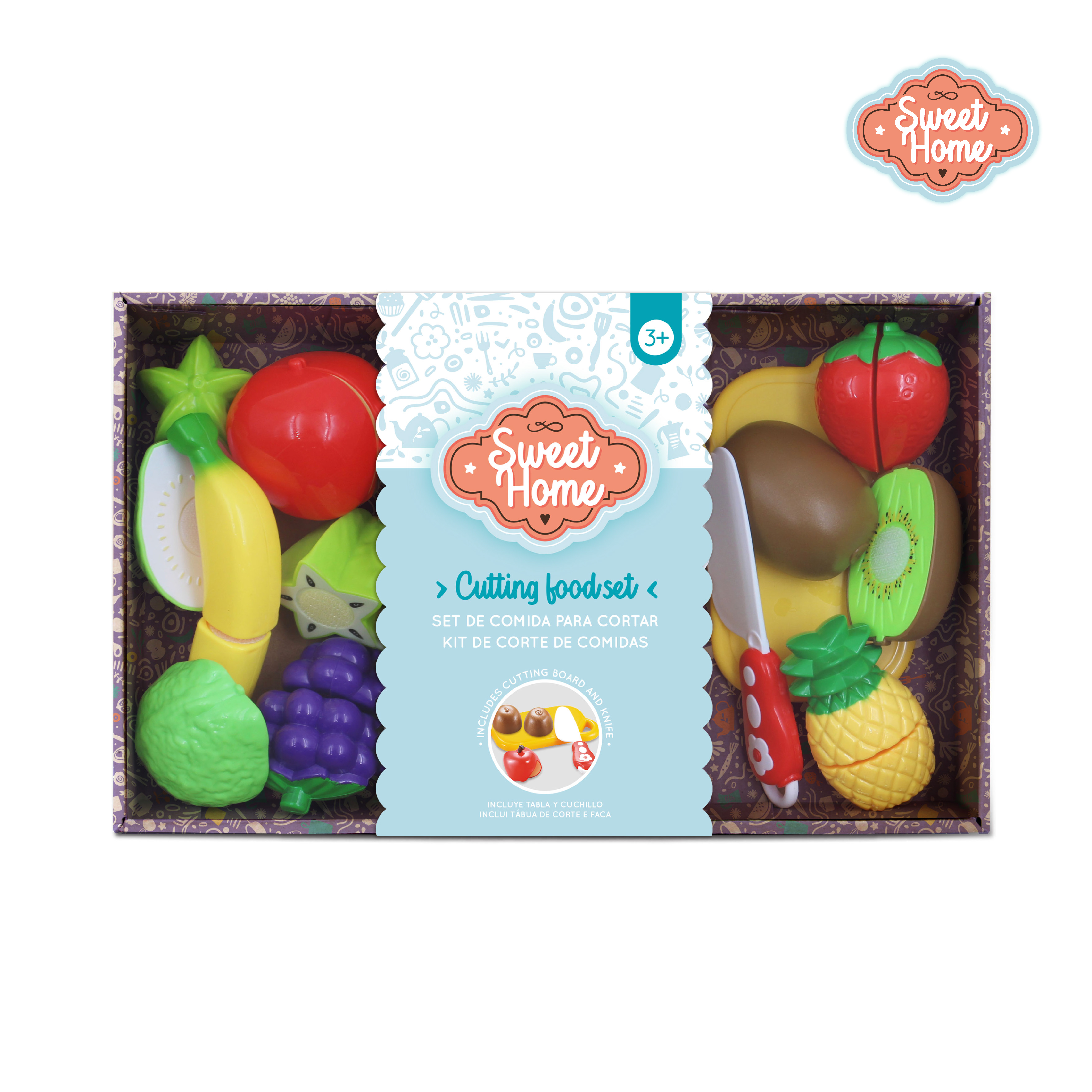 SET ALIMENTOS DE JUGUETE PARA CORTAR CON VELCRO Y ACCESORIOS NIÑAS Y NIÑOS - 1