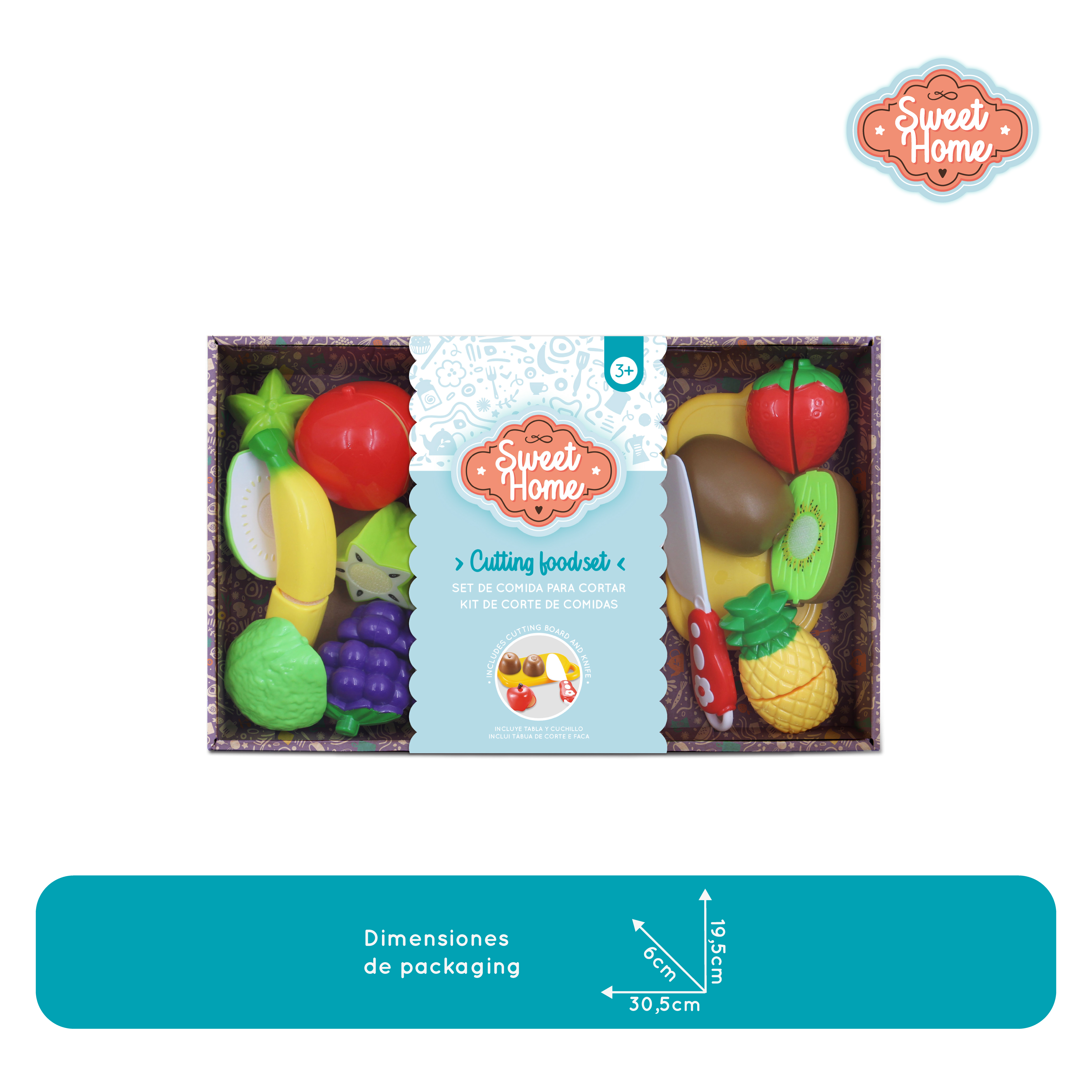 SET ALIMENTOS DE JUGUETE PARA CORTAR CON VELCRO Y ACCESORIOS NIÑAS Y NIÑOS - 3