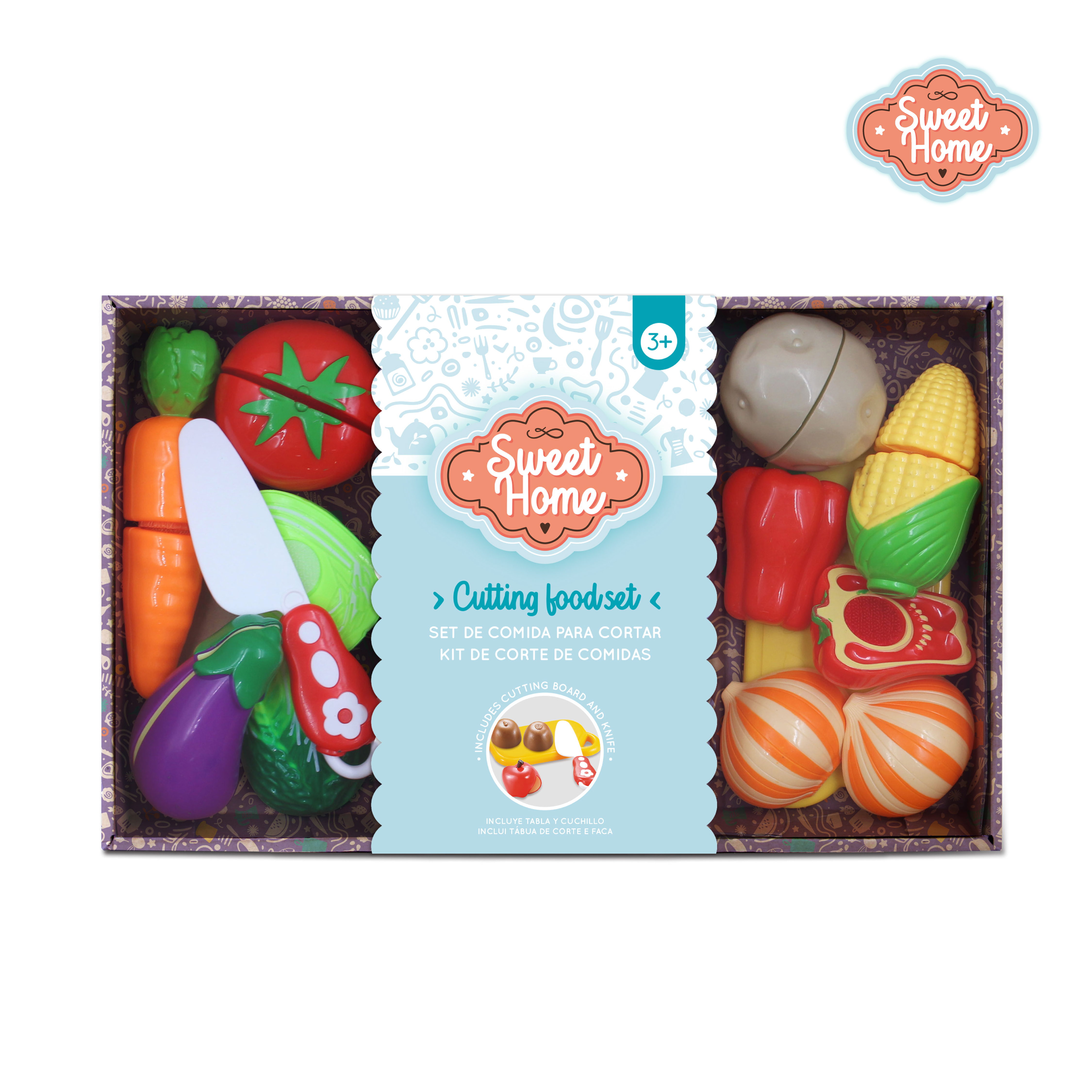 ALIMENTOS JUGUETE VELCRO 10 PZS CON TABLA Y CUCHILLO NIÑAS Y NIÑOS - 1