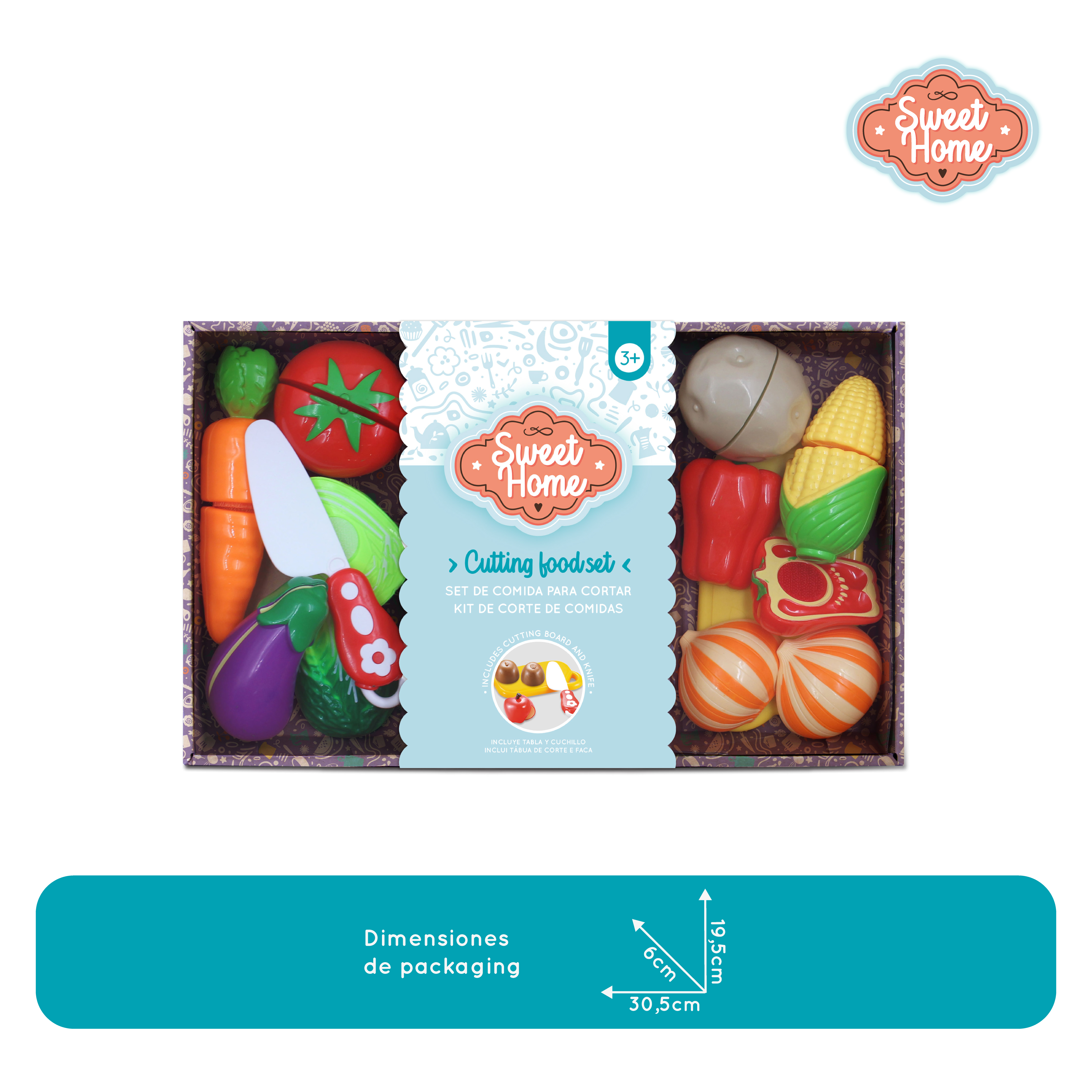 ALIMENTOS JUGUETE VELCRO 10 PZS CON TABLA Y CUCHILLO NIÑAS Y NIÑOS - 3