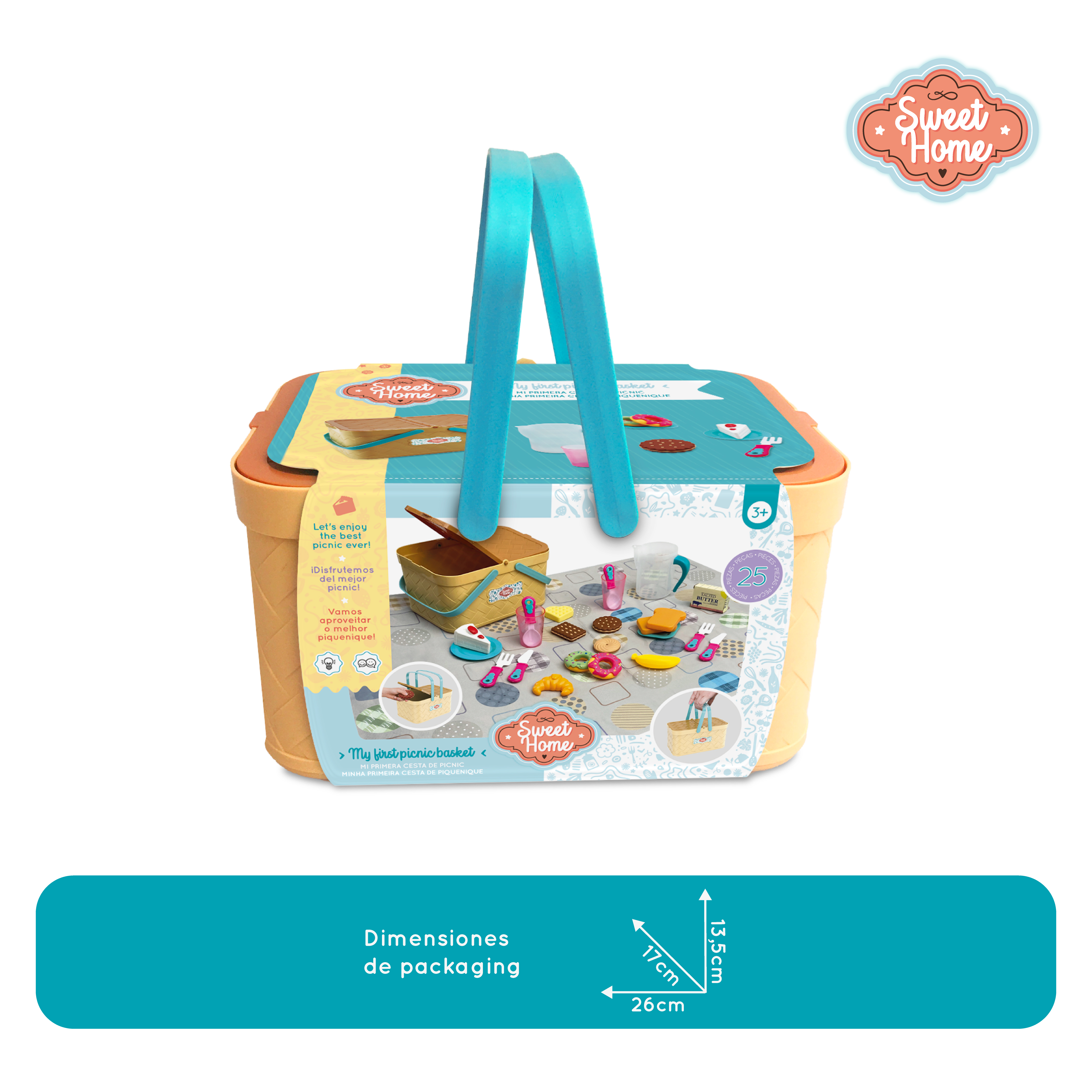 CESTA PICNIC JUGUETE MANTEL Y ACCESORIOS NIÑOS Y NIÑAS - 3