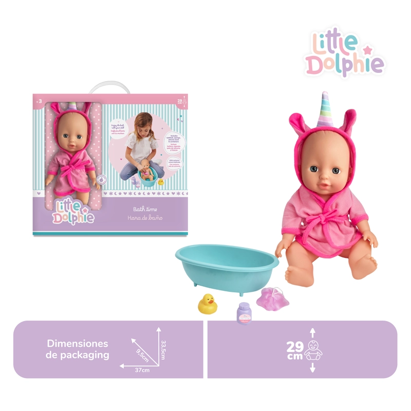 Juguete Muñeca Bebé 29 cm con Tina y Bata - 3