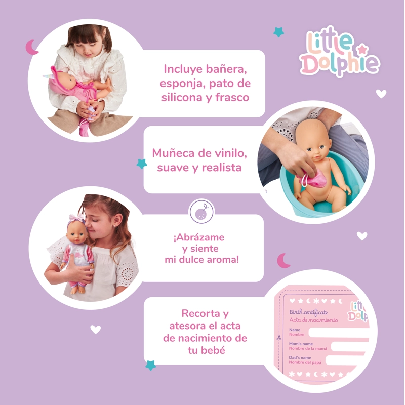 Juguete Muñeca Bebé 29 cm con Tina y Bata - 4