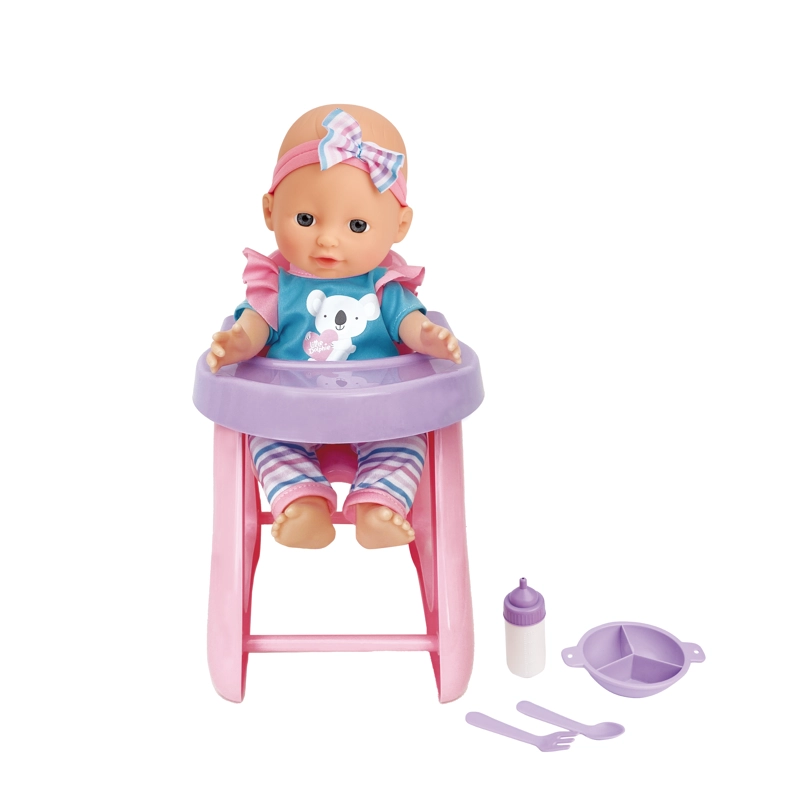 Juguete Muñeca Bebé 29 cm con Silla y Mamadera - 1