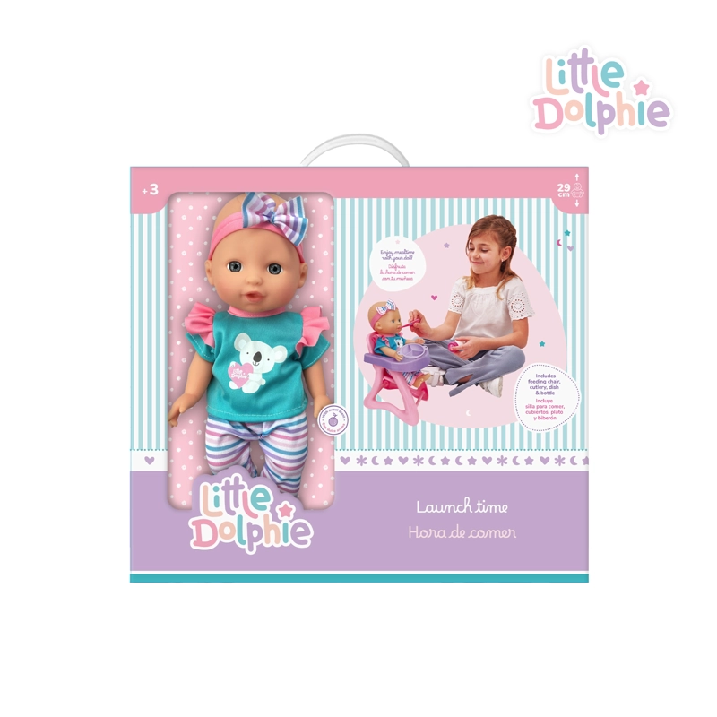 Juguete Muñeca Bebé 29 cm con Silla y Mamadera - 2