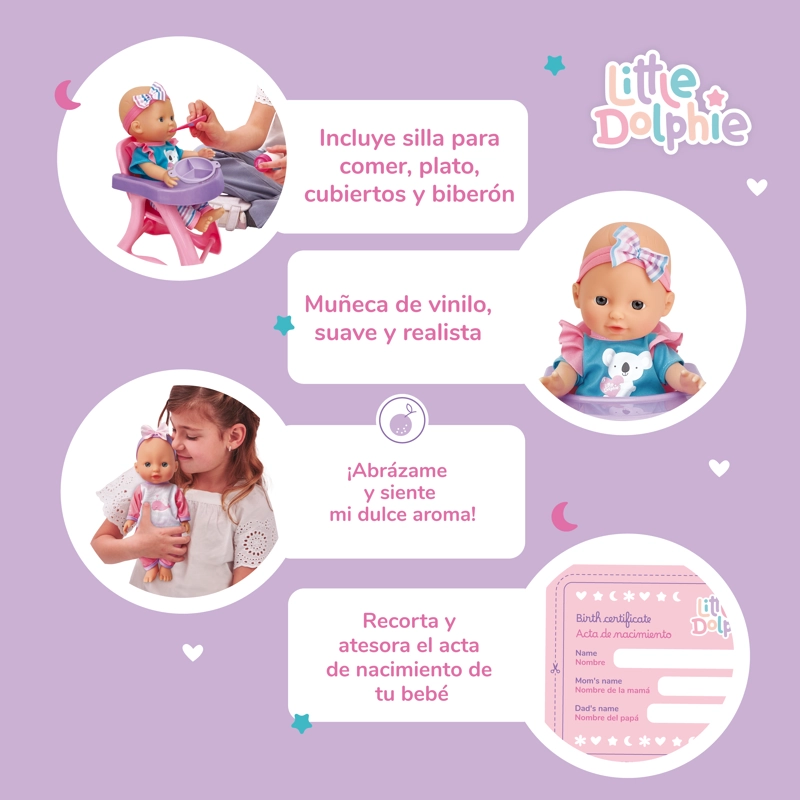 Juguete Muñeca Bebé 29 cm con Silla y Mamadera - 4