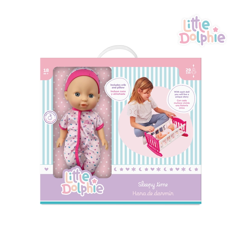 Juguete Muñeca Bebé 29 cm con Cuna, Manta y Pijama - 2