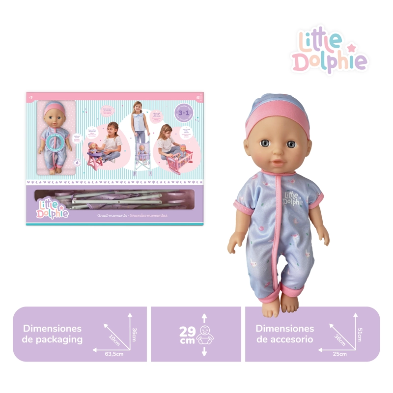 Set 3 en 1 con Muñeca Bebé 29 cm Juguete - 3