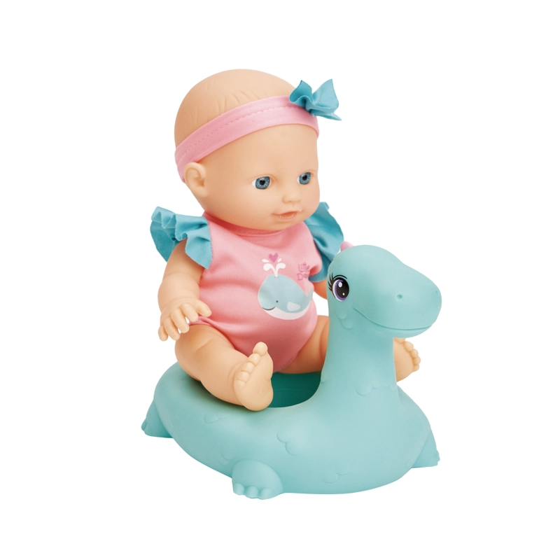 JUGUETE MUÑECA BEBE  23 CM CON DINOSAURIO INFLABLE - 1