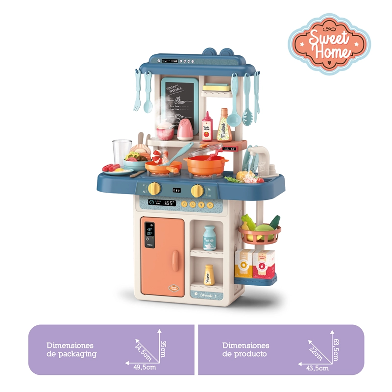 COCINA DE JUGUETE INFANTIL CON AGUA, VAPOR Y 51 ACCESORIOS - 2