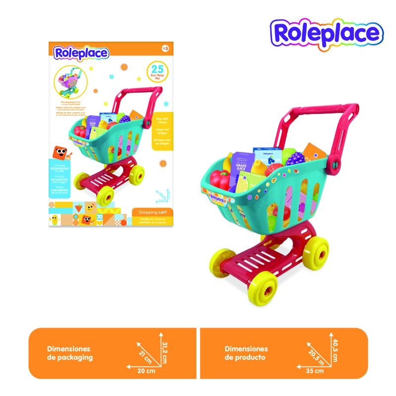 CARRITO DE COMPRAS INFANTIL CON ACCESORIOS DE SUPERMERCADO - 2