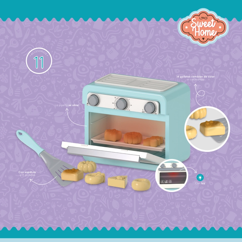 HORNO DE JUGUETE CON LUZ Y CAMBIO DE COLOR + ACCESORIOS - 3