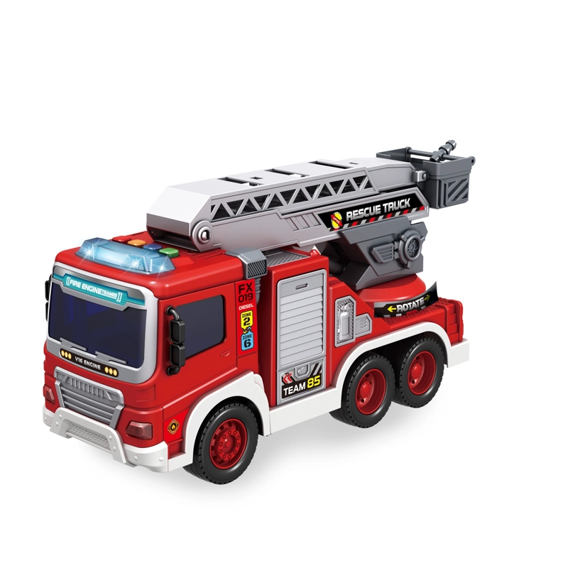 CAMION DE RESCATE CON ESCALERA A FRICCION CON LUZ Y SONIDO ESCALA 1:16 - 1