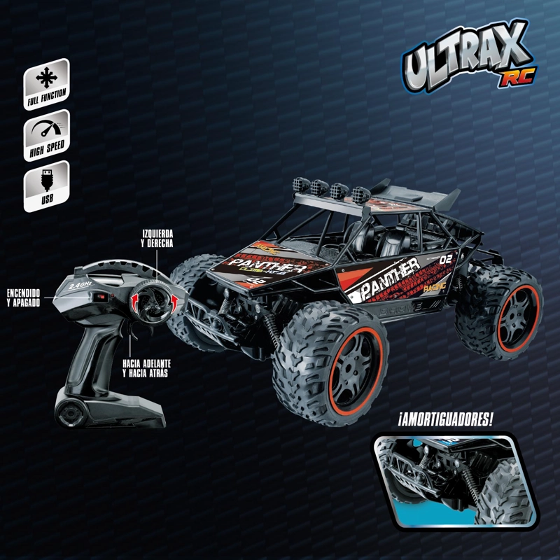AUTO RC METALICO 1:10 4X4 PANTERA EXTREMA CON CONTROL 2.4 GHZ RECARGABLE - 4