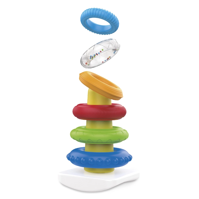 ANILLOS APILABLES BEBE  CON SONAJERO Y TEXTURAS 7 PIEZAS - 2