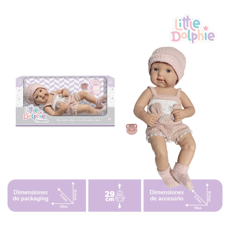 MUÑECA RECIE N NACIDA 40 CM CUERPO DE VINILO CON CHUPETE - 2