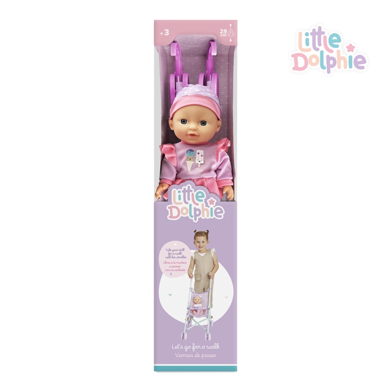MUÑECA BEBE  CON CARRITO PLEGABLE DE PASEO - 2