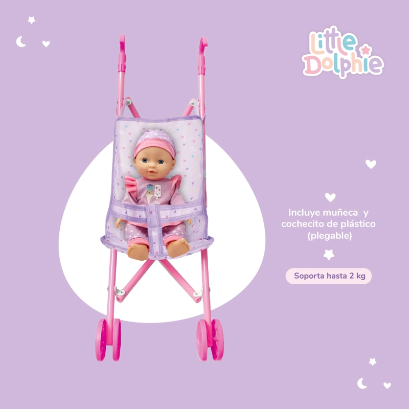 MUÑECA BEBE  CON CARRITO PLEGABLE DE PASEO - 5