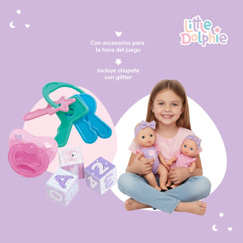 SET MUÑECAS HERMANAS 29 CM Y 17 CM CON ACCESORIOS DE JUEGO - 4