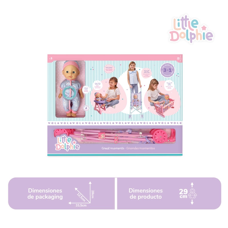 MUÑECA BEBE  29 CM CON SONIDO Y ACCESORIOS 3 EN 1 - 3