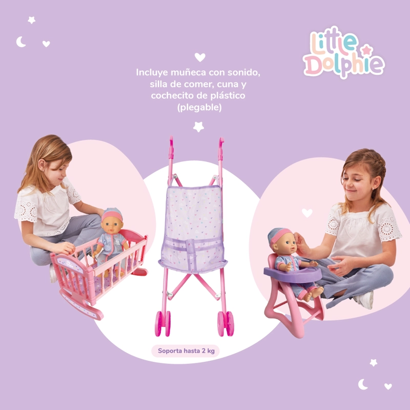 MUÑECA BEBE  29 CM CON SONIDO Y ACCESORIOS 3 EN 1 - 5