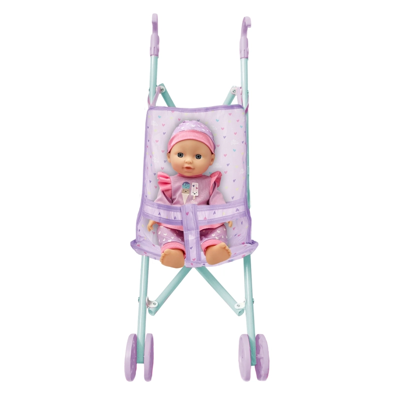 MUÑECA BEBE  CON CARRITO PLEGABLE DE PASEO - 1