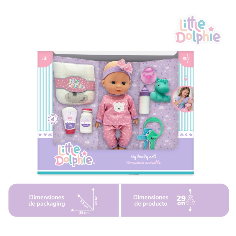 MUÑECA BEBE  29 CM CON ACCESORIOS DE CUIDADO Y ALIMENTACION - 2