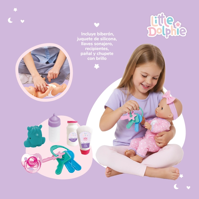 MUÑECA BEBE  29 CM CON ACCESORIOS DE CUIDADO Y ALIMENTACION - 3