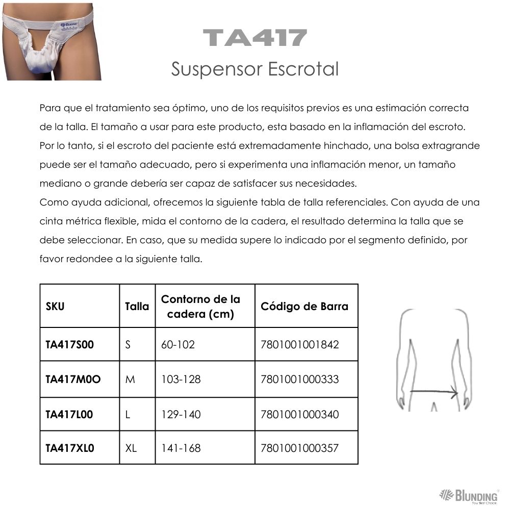 SOPORTE, SUSPENSOR ESCROTAL POST OPERATORIO TALLA M-BLUNDING - 3