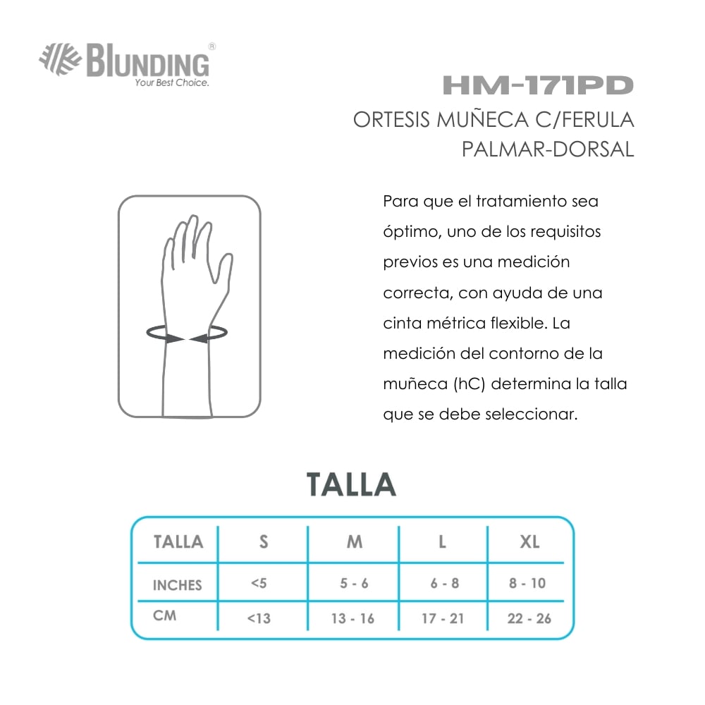ORTESIS DE MUÑECA CON FERULA PALMA-DORSAL IZQUIERDA TALLA M-BLUNDING - 4
