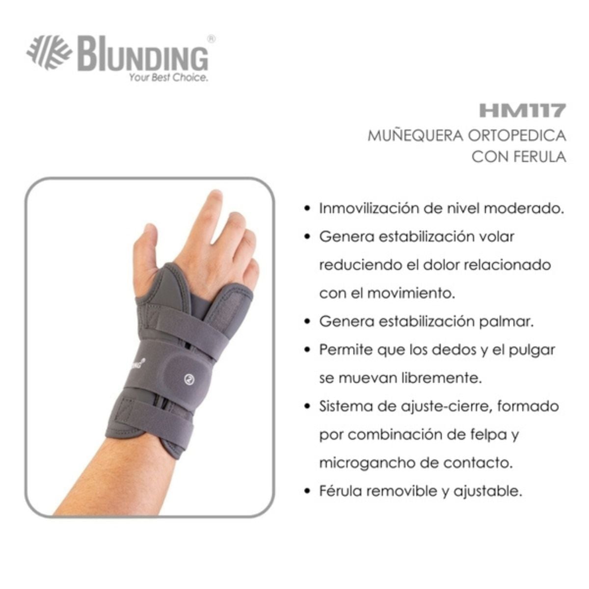 MUÑEQUERA ORTOPEDICA CON FERULA IZQUIERDA TALLA L-BLUNDING - 2