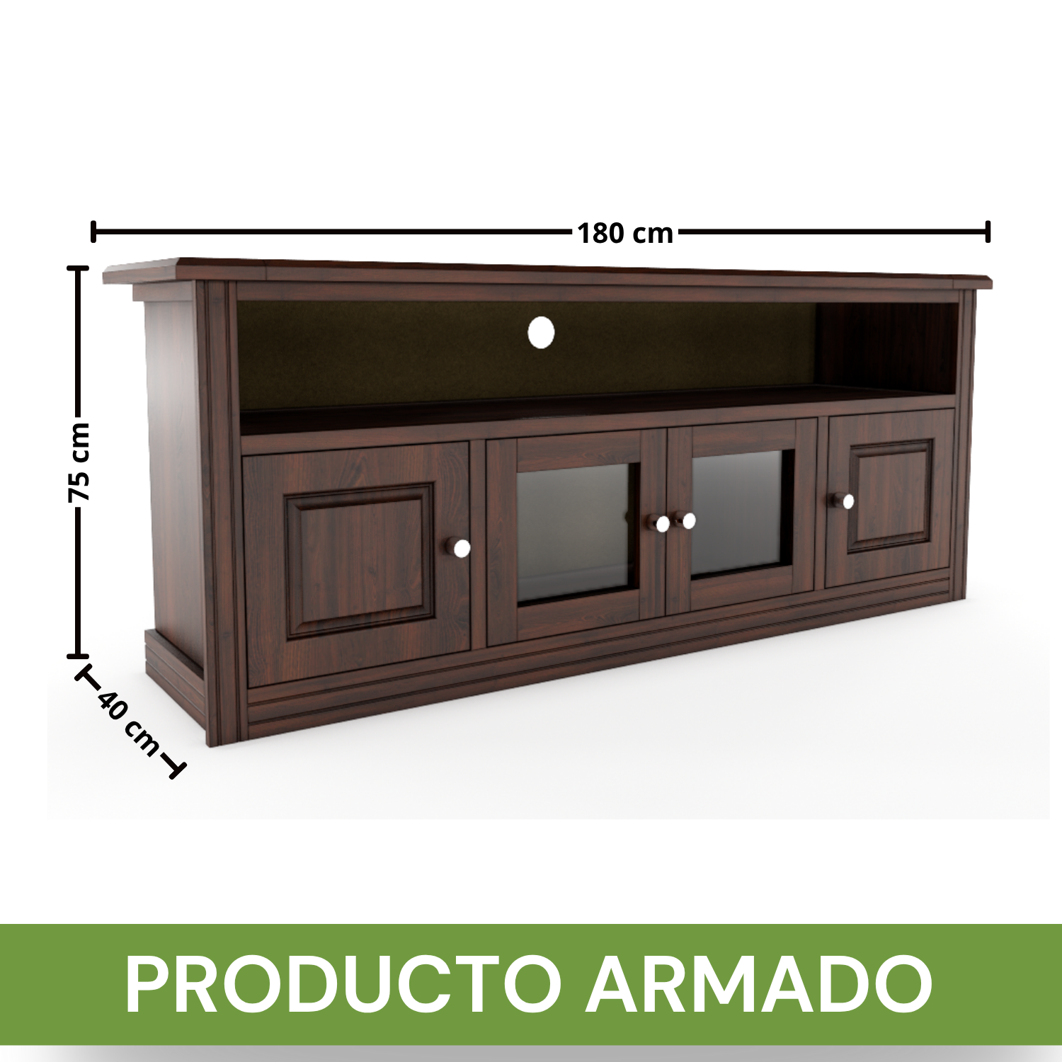 RACK BERLIN 1800 MADERA CHOCOLATE VIDRIO - 4